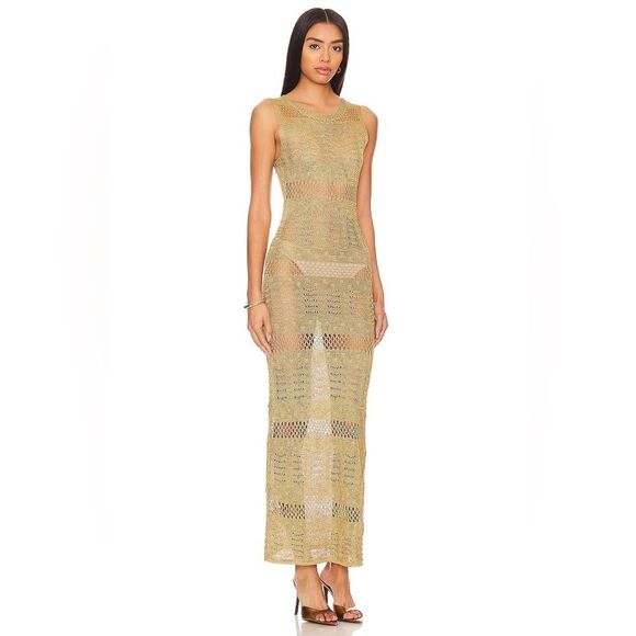 More to come Sevyn Midi Dress in Gold Gold maxi NWT SIZE SMALL - Picture 2 of 6